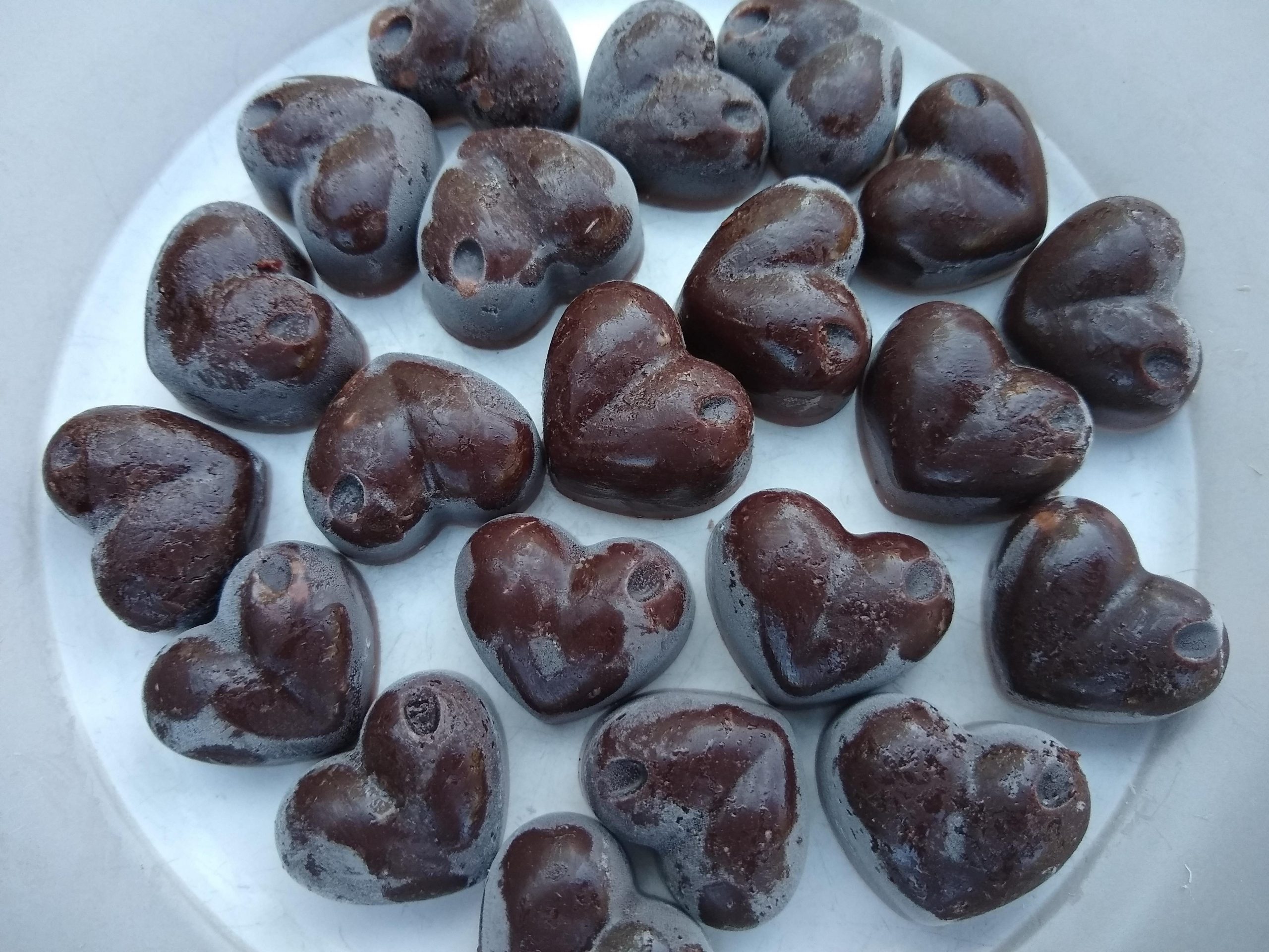 Homemade heart shaped chocolates